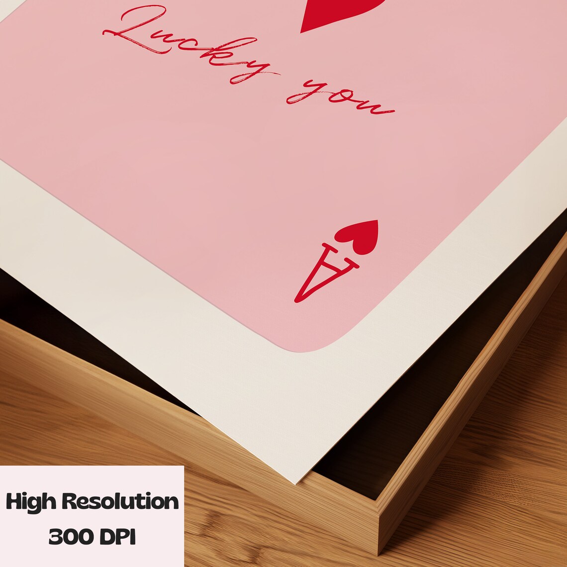 Ace Of Hearts Lucky You Pink Playing Card Retro Trendy Poster - Image 2