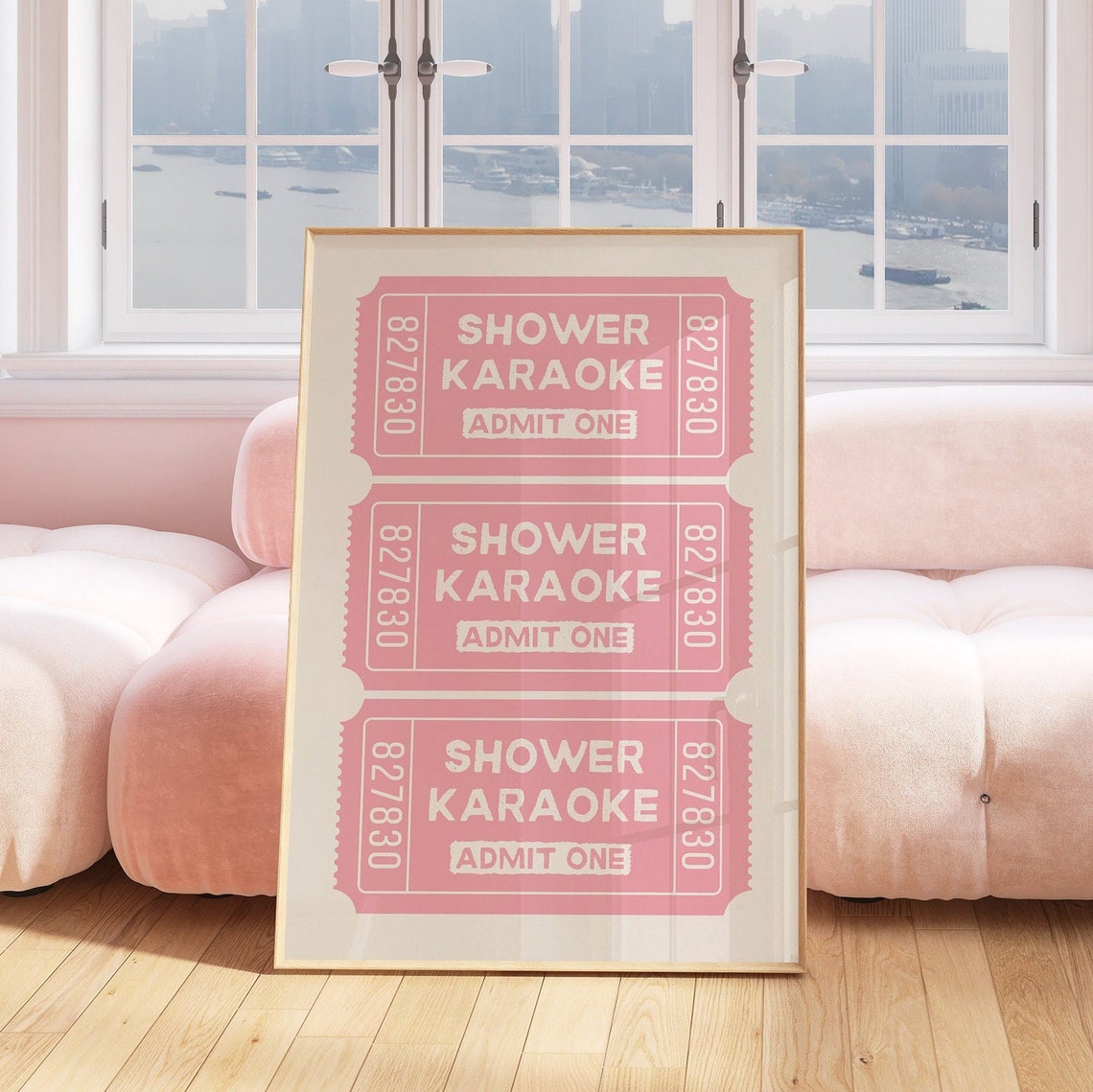 Shower Karaoke Admit One Pink Retro Ticket Bathroom Style Poster - Image 2