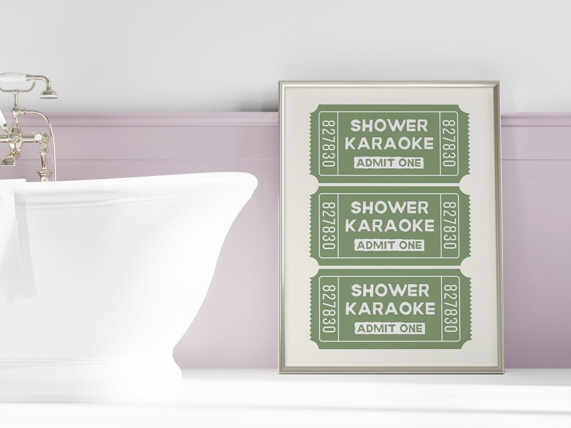 Shower Karaoke Ticket Bathroom Aesthetic Poster - Image 2