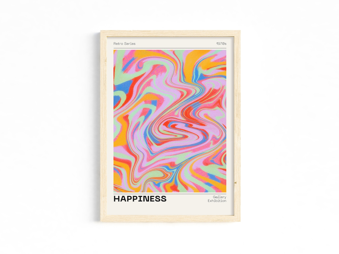 Aura Retro Happiness Poster, Abstract Apartment Decor - Image 2