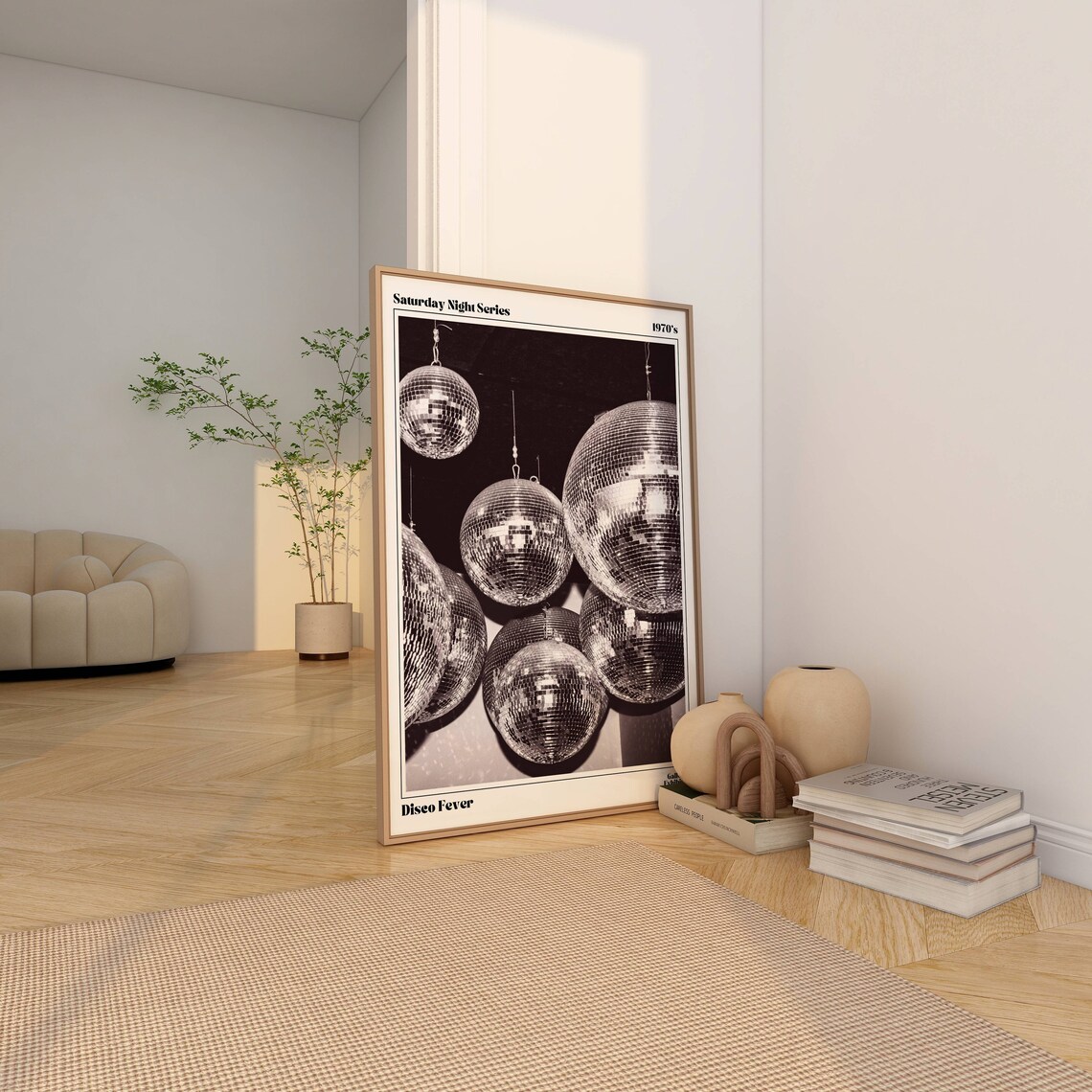 Disco Ball Print, Retro 70s Bar Cart Wall Art - Image 2