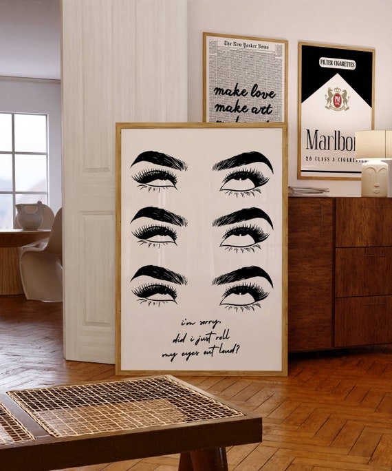 Roll My Eyes Poster Trendy Vintage Prints Edgy Wall Art Sarcasm Typography Print Funny Quote Poster Apartment Decor Vintage Retro Art