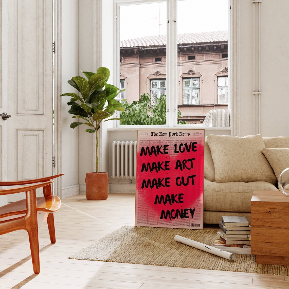 Make Love Make Art Retro Quote Poster - Image 3