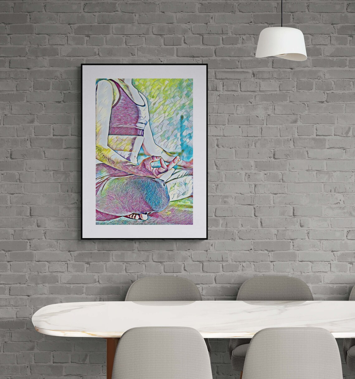 Yoga Meditation Woman Lotus Pose Colorful Mindful Art Poster - Image 3