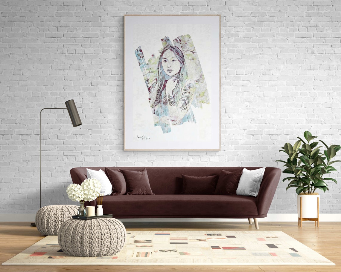 Tattooed Asian Woman Portrait Wall Art Print Asian Woman With Tattoos Painting Modern Large Living Room Poster Entry Hall Art Lobby - Image 7