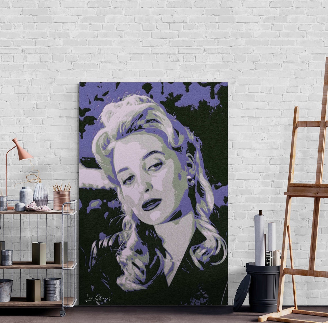 Blonde Woman Purple Pop Art Style Bold Dramatic Portrait Poster - Image 2