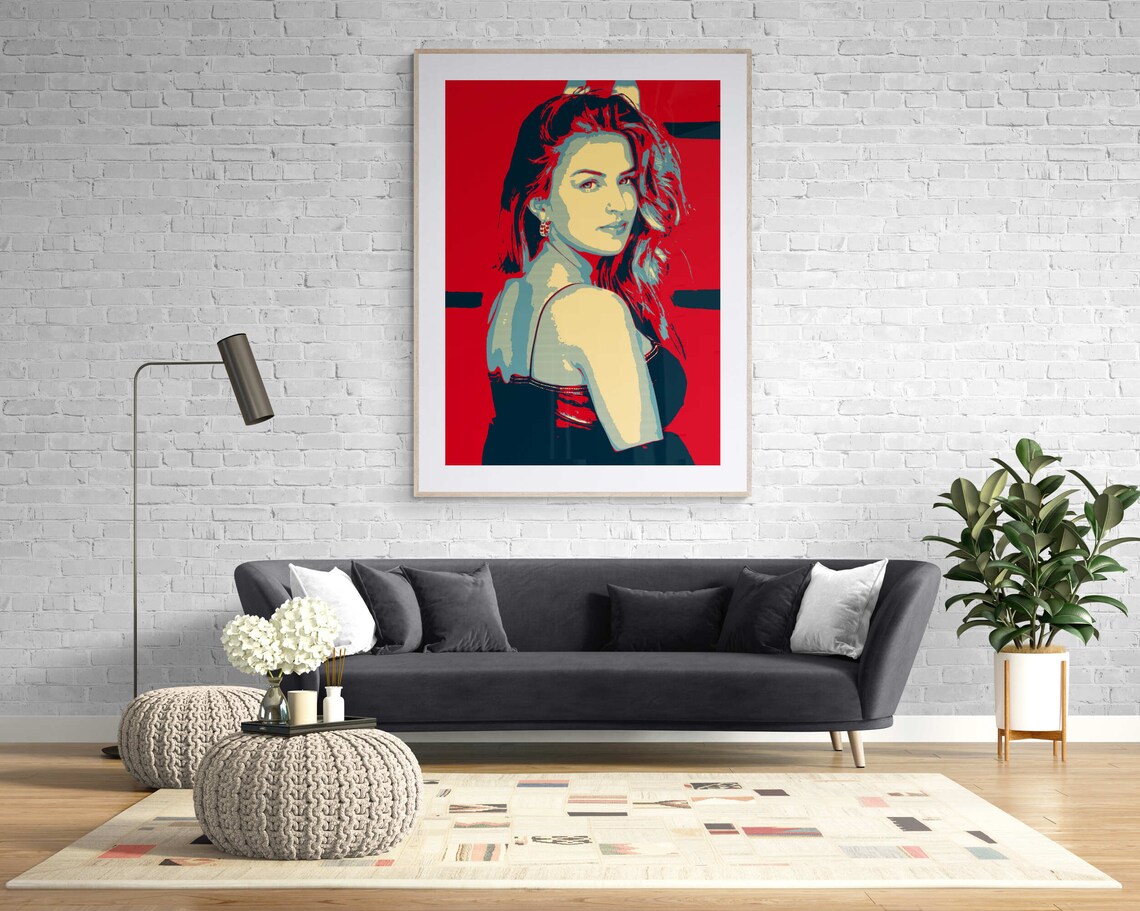 Stylish Woman on a Scarlet Red Pop Art Style Portrait Art Print - Image 6