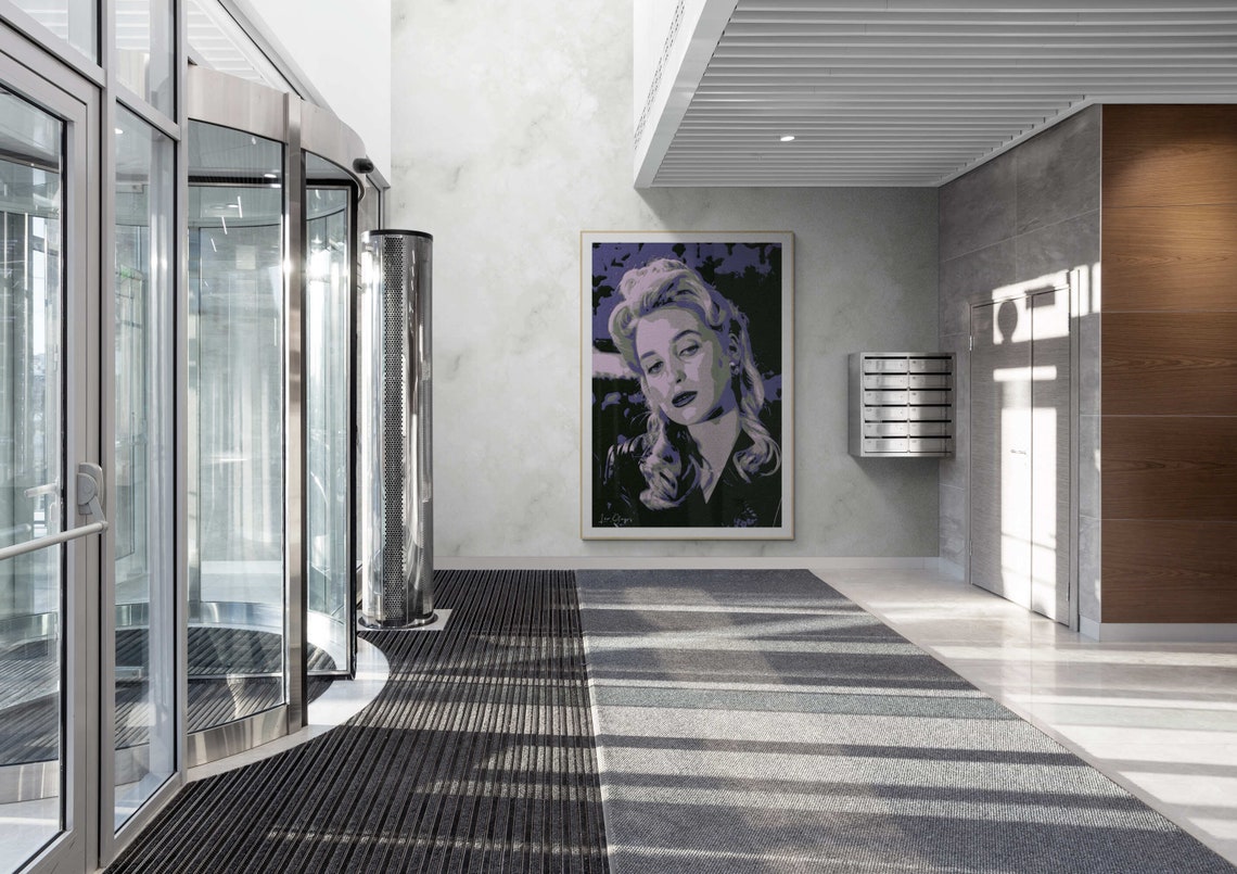 Blonde Woman Purple Pop Art Style Bold Dramatic Portrait Poster - Image 4