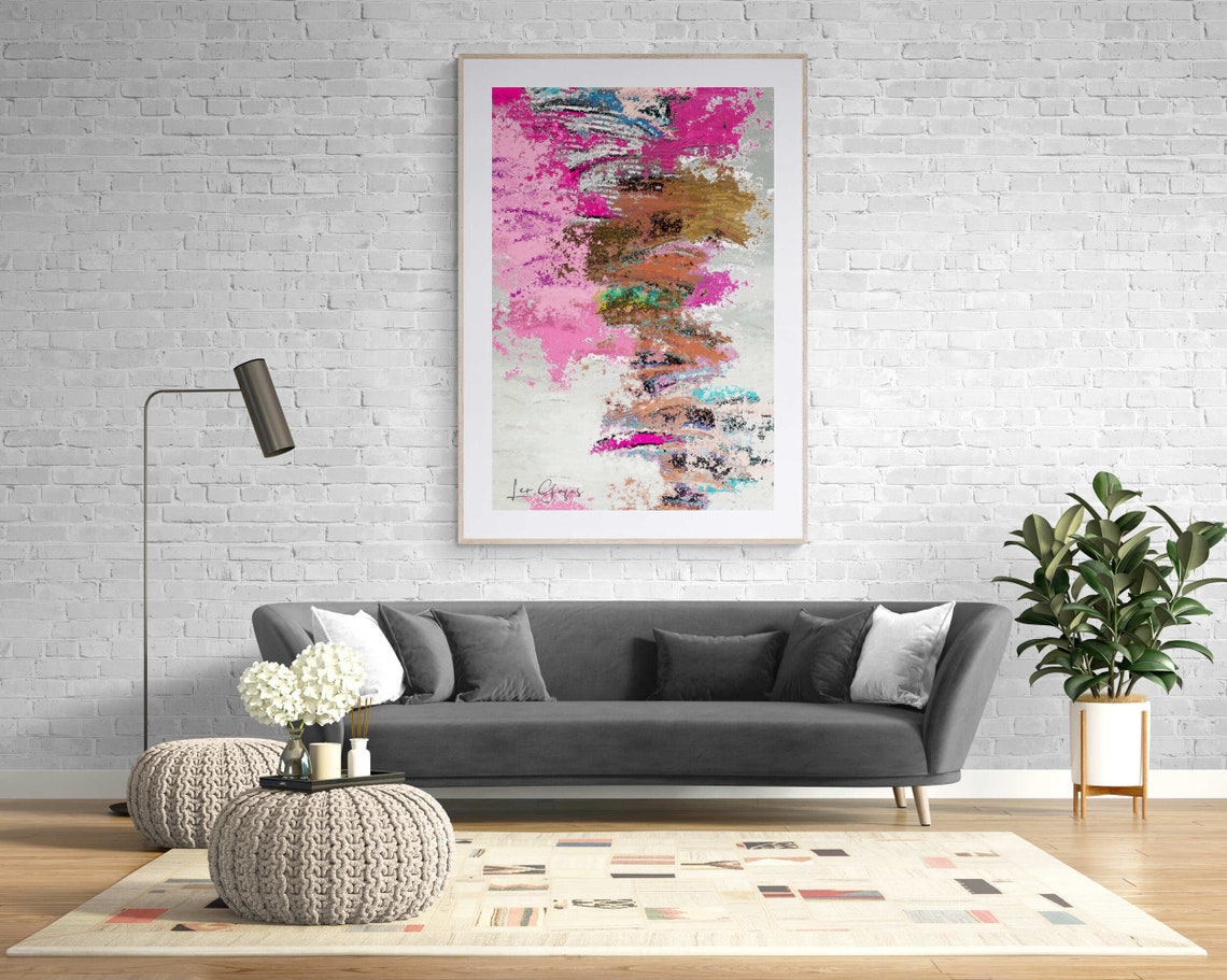 Pink Purple Bronze Abstract Expressionist Bold Color Art Poster - Image 5
