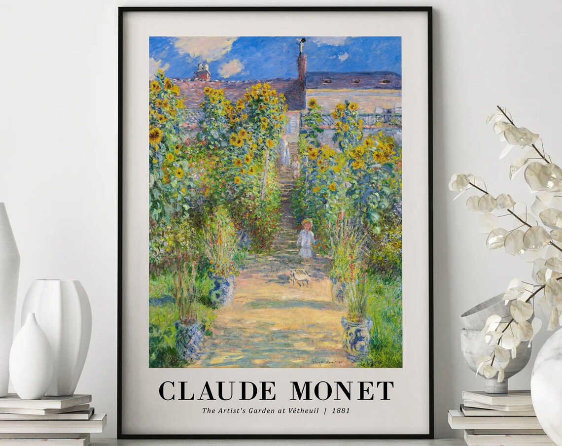 Claude Monet The Artists Garden At Vetheuil 1881 Sunflowers Art Poster