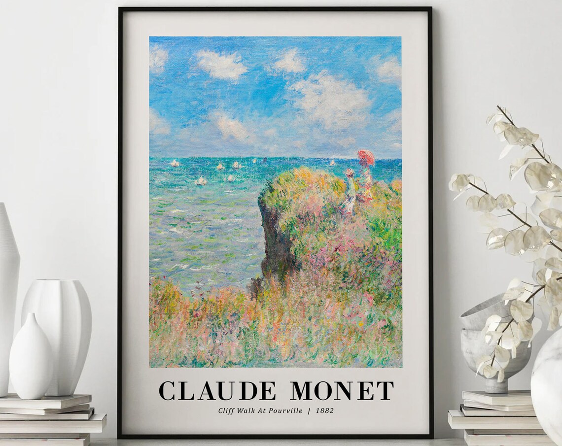 Claude Monet Cliff Walk At Pourville 1882 Coastal Meadow Impressionist Poster