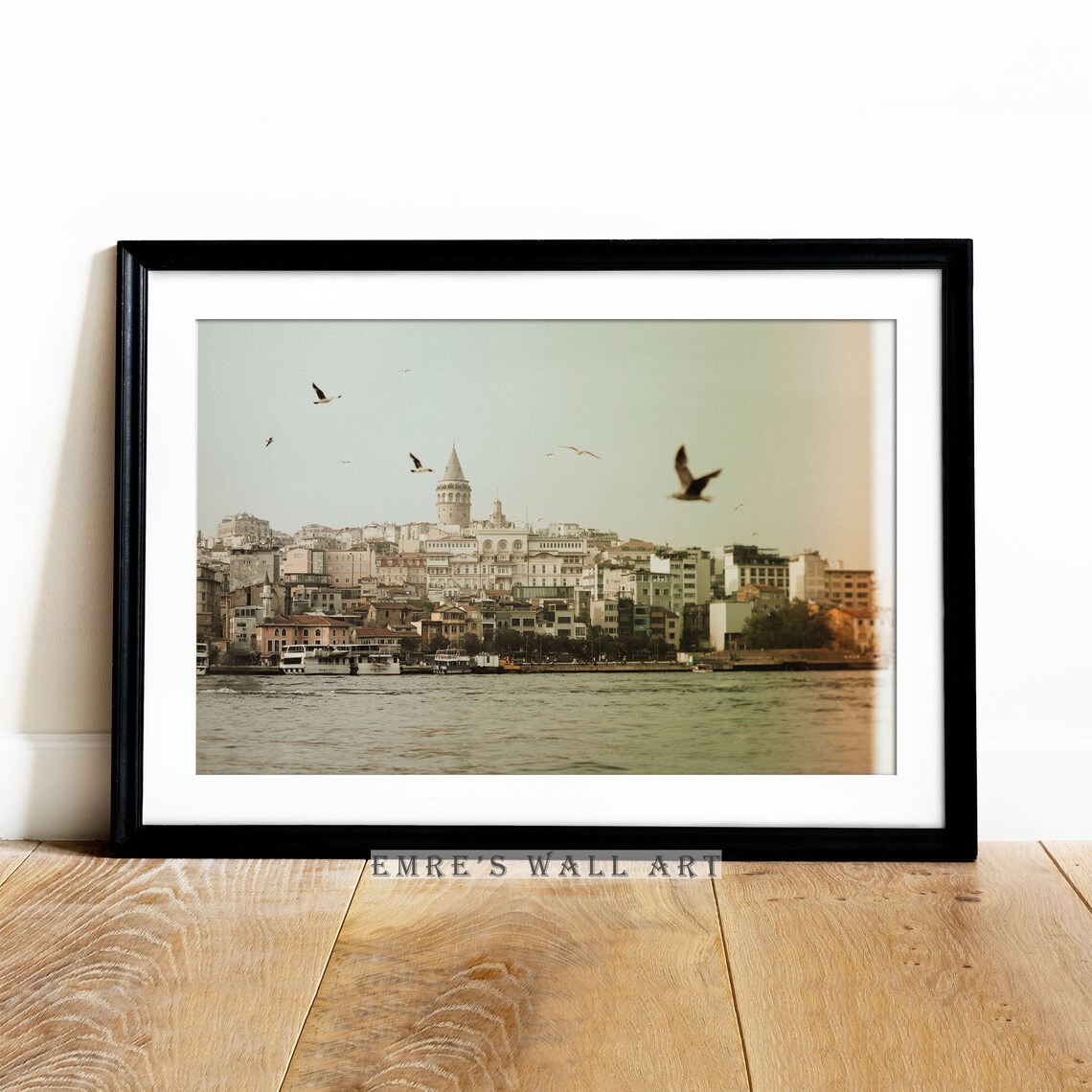 Istanbul Galata Tower Waterfront with Seagulls Vintage Travel Poster - Image 4