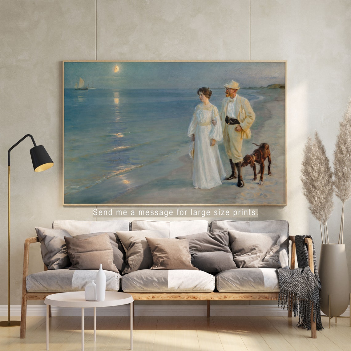 Peder Kroyer Skagen Beach Moonrise Couple Stroll Vintage Poster - Image 2