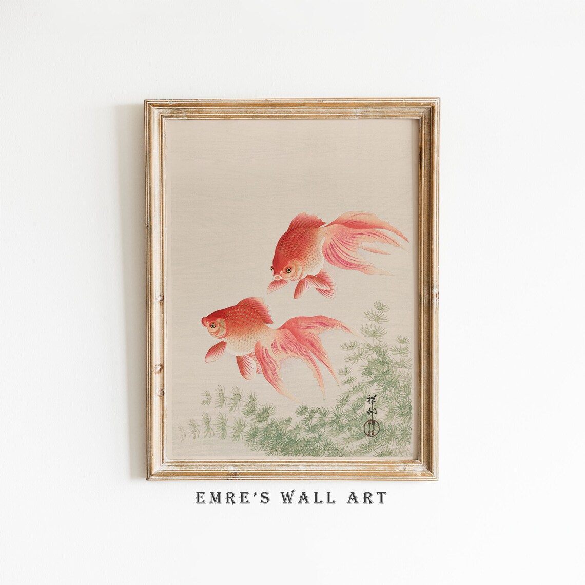 Gold Fish Vintage Sketch Art Print, Sea Life