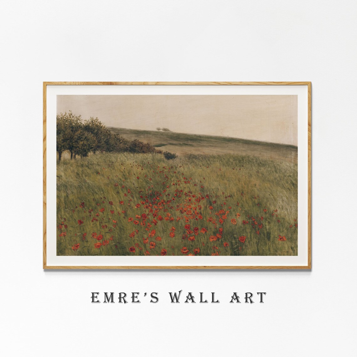 Poppy Flower Print, Vintage Spring Landscape Art - Image 4