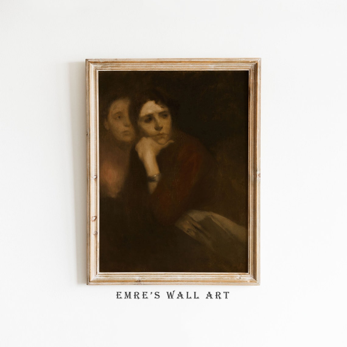 Vintage Moody Woman Painting French Portrait Art Print Aesthetic Room Poster Decor Dark Art