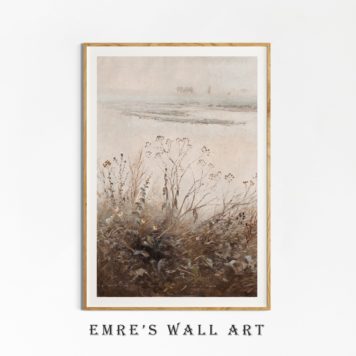 Wildflower Landscape Oil Painting Print Botanical Landscape Wall Decor Vintage Country Print River Scenery Painting Rustic Oil Painting - Image 4