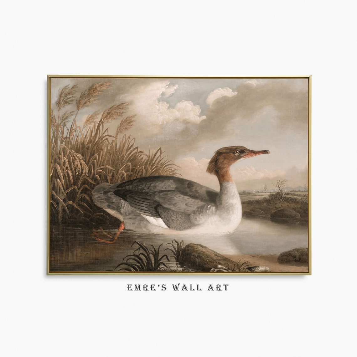 Vintage Farmhouse Oil Painting Duck Art Print Duck Oil Painting Farm Animal Art Print Farmhouse Landscape Print Wildlife Oil Painting