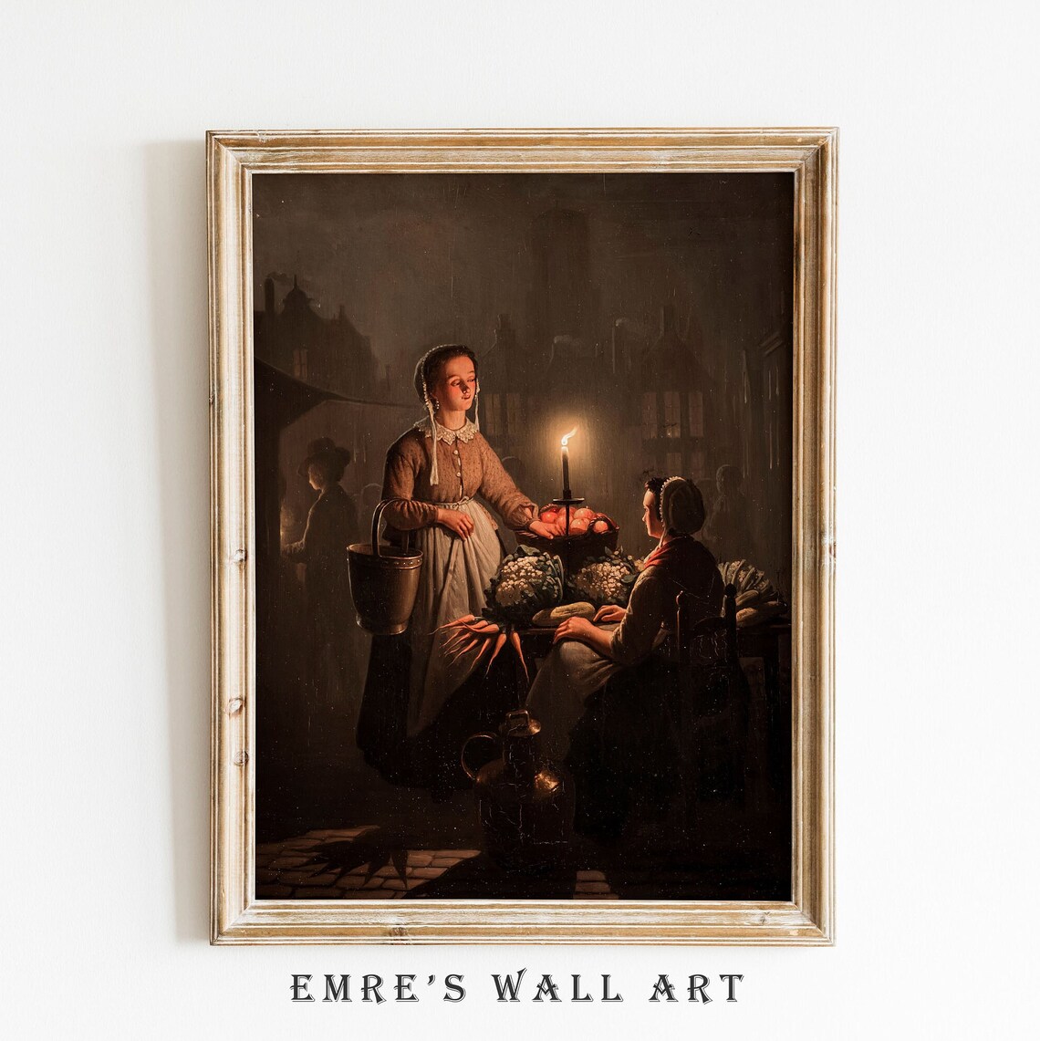 Candlelit Night Market Woman Fruit Basket Old Master Painting Poster - Image 2