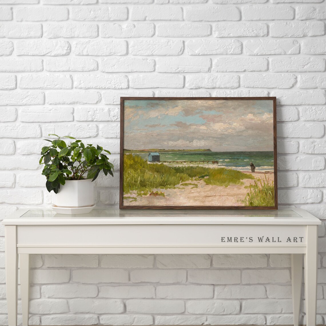 Vintage Coastal Seaside Landscape Art Print - Image 2