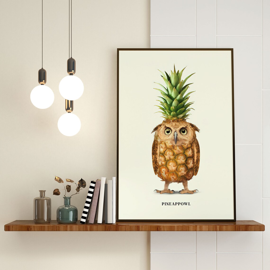 Pineapple Owl Illustration Tropical Wall Art Print - Image 2