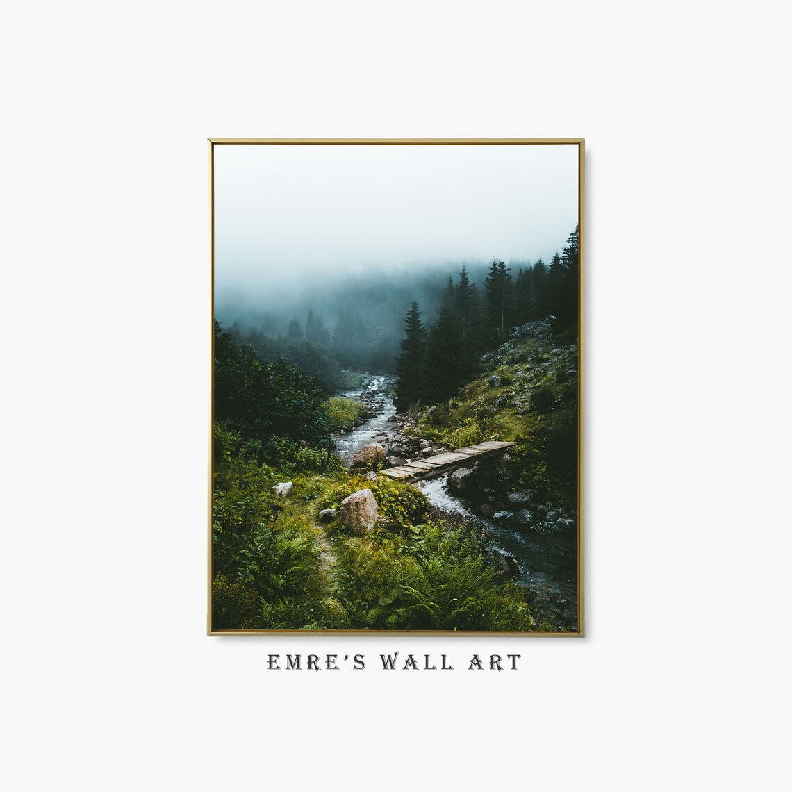 Foggy Pine Forest Rustic Landscape Art Print