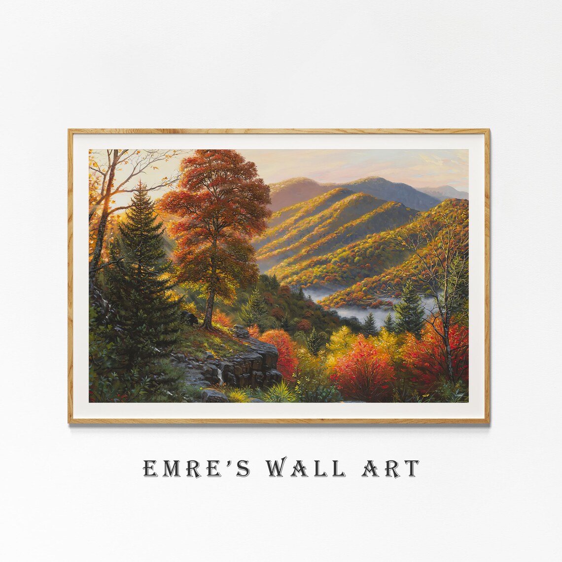 Vintage Autumn Landscape Oil Painting, Rustic Farmhouse - Image 4