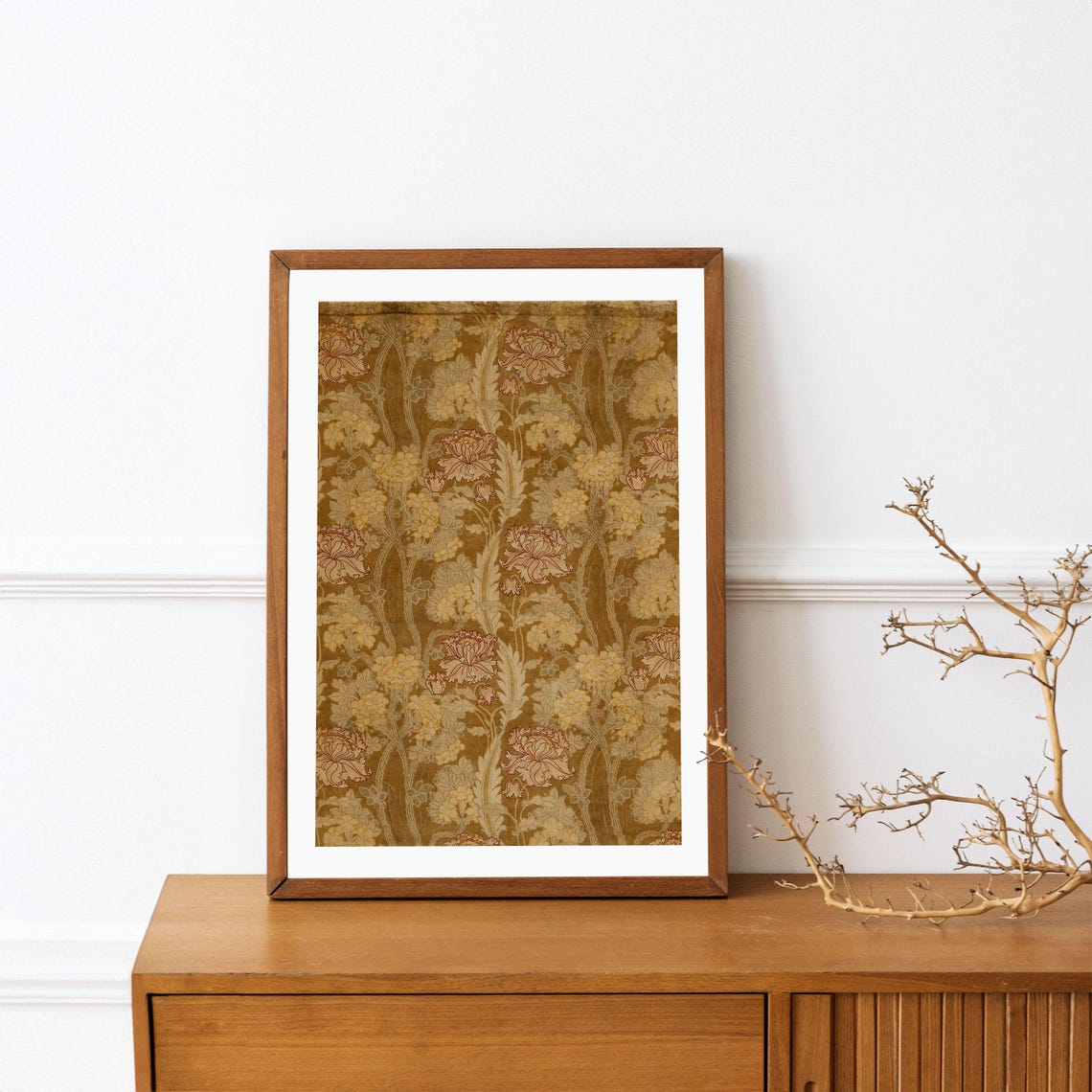 Golden Chrysanthemum Floral Pattern Vintage Damask Art Poster - Image 4