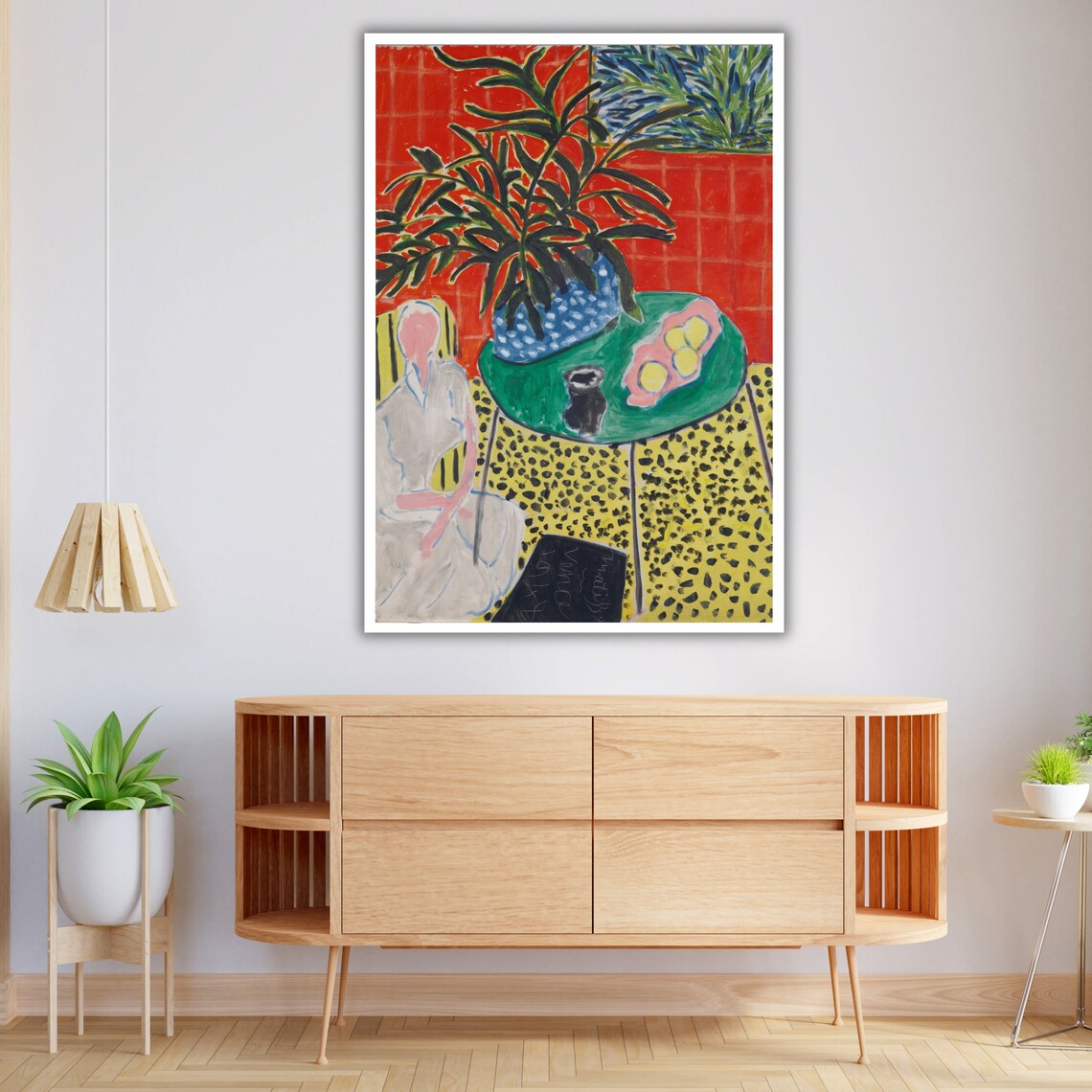 Fauvist Red Interior Plant Still Life Table Bold Colorful Modern Art Print - Image 4