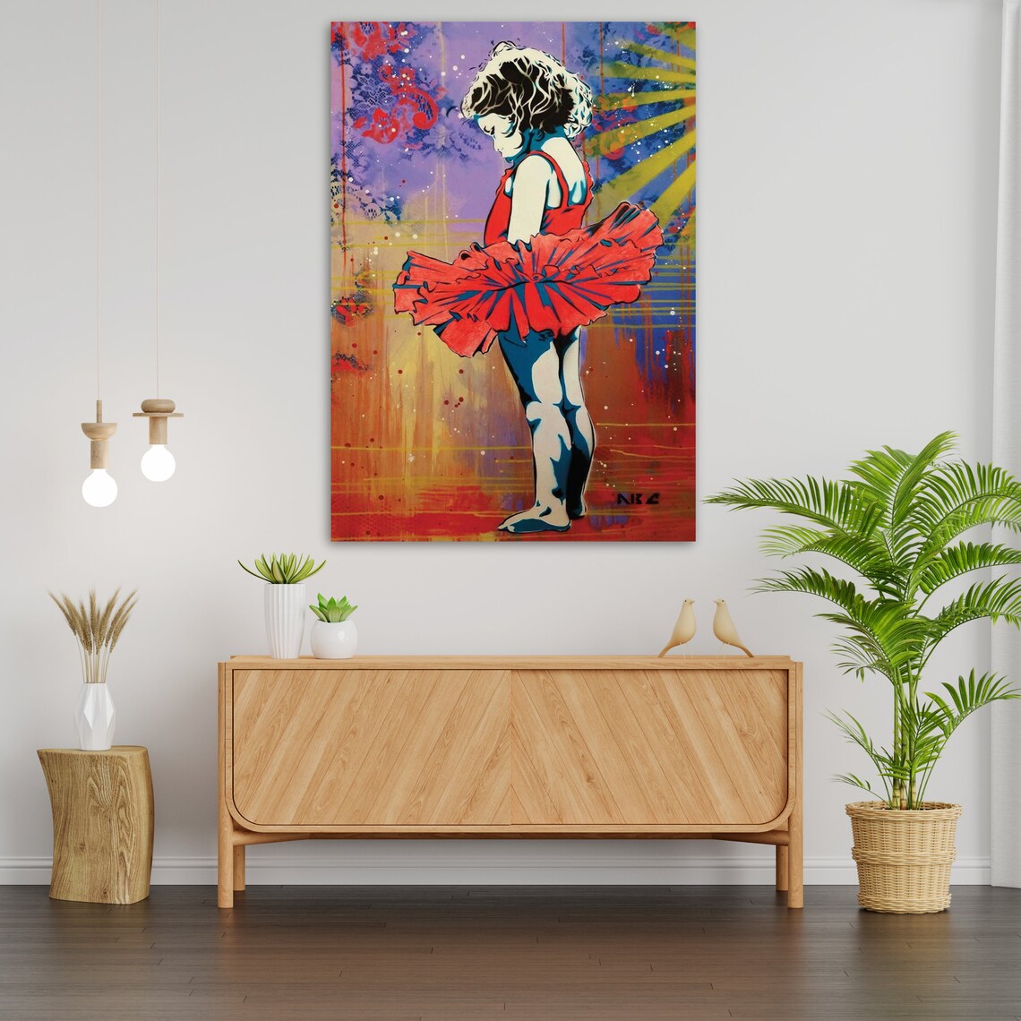 Street Art Girl Ballerina Red Tutu Colorful Graffiti Style Modern Art Print - Image 3