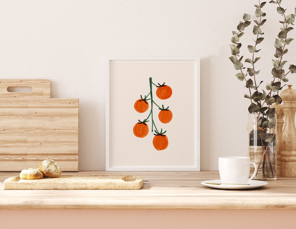 Vine Tomatoes Art Print Kitchen Prints Food Art Kitchen Painting Tomato Art Prints Watercolor Prints Kitchen Decor - Image 2