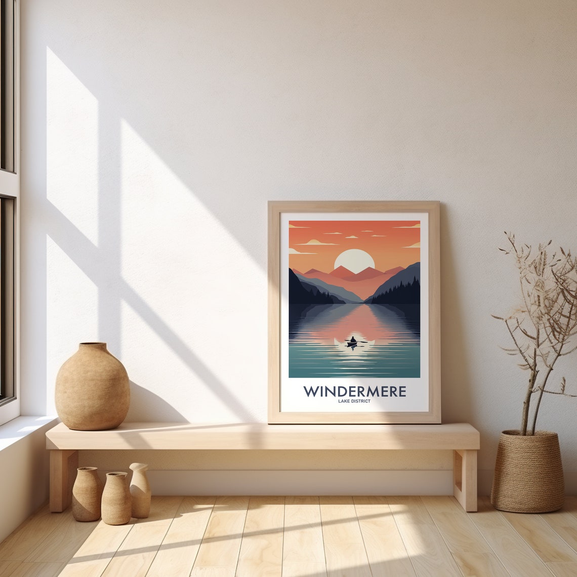 Windermere Lake District Calm Sunset Kayak Vintage Travel Poster - Image 2