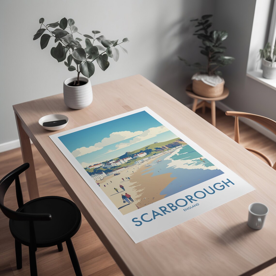 Scarborough England Sandy Beach Headland Seaside Resort Travel Poster - Image 2