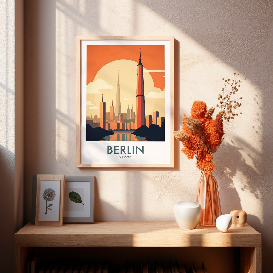 Berlin Germany Skyline Sunset Tower Landmark Retro Travel Poster - Image 2