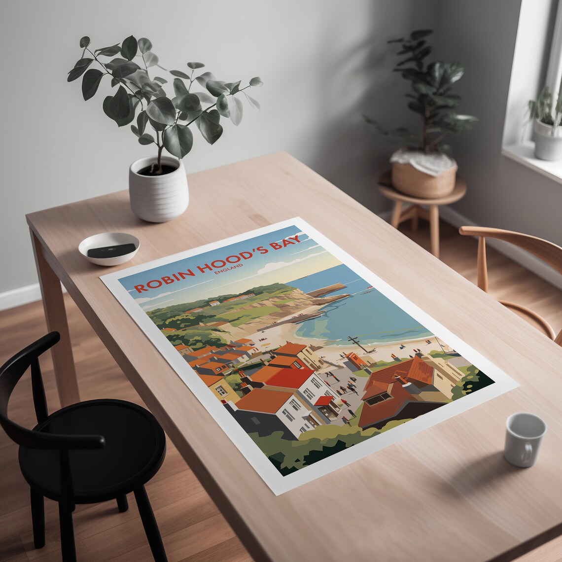 Robin Hood's Bay England Coastal Village Retro Travel Poster - Image 2