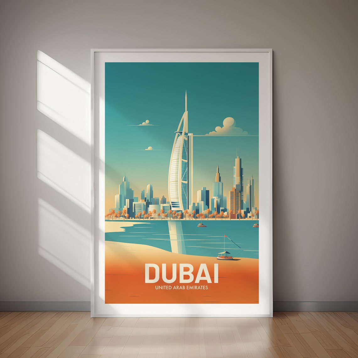 Dubai United Arab Emirates Skyline Burj Al Arab Travel Poster