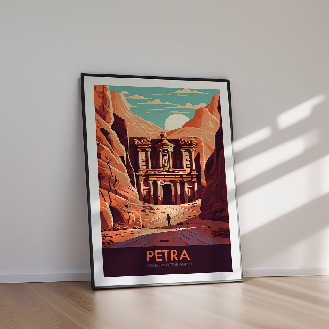 Petra Jordan Desert Canyon Wonders of the World Travel Poster - Image 2