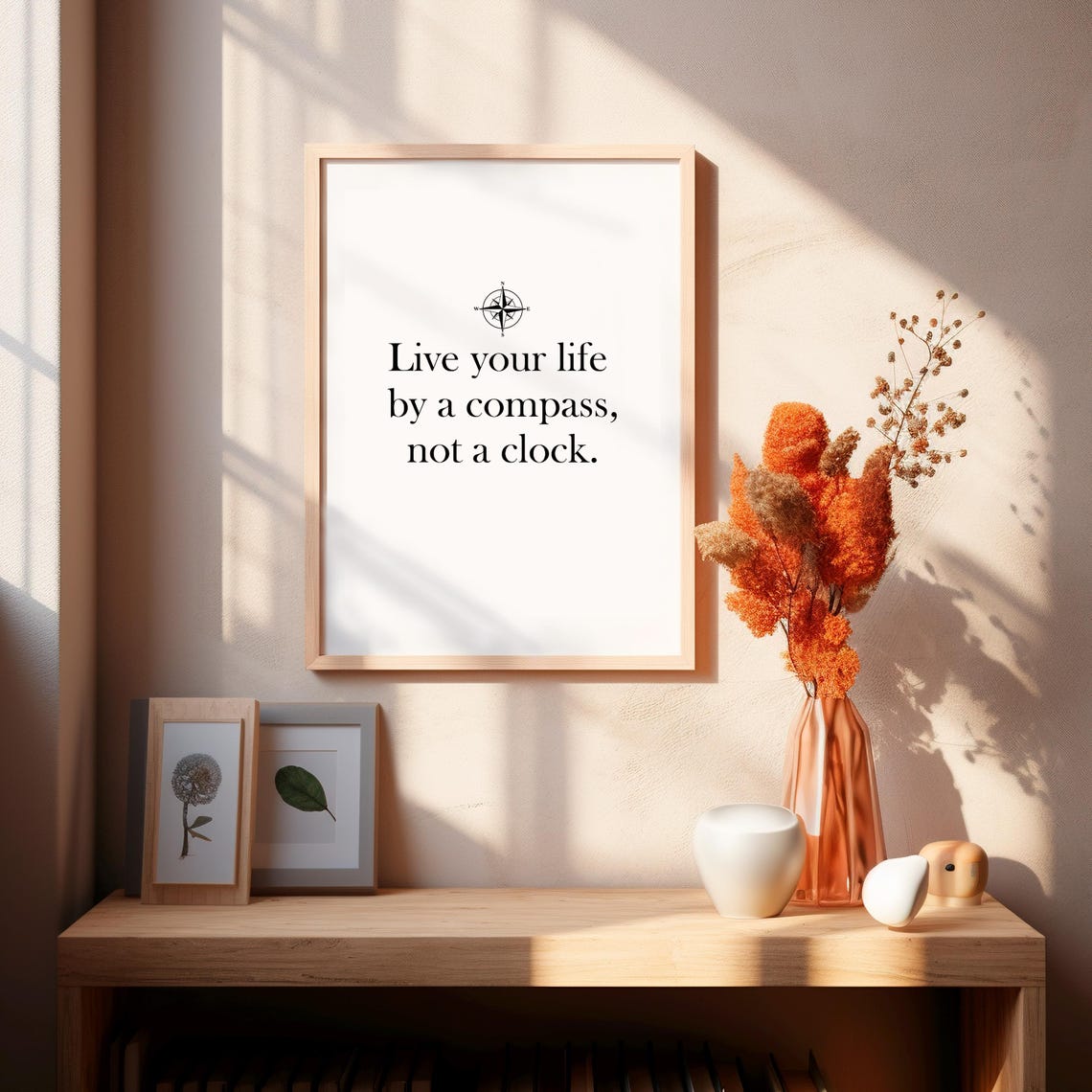 Live Your Life by a Compass Not a Clock Adventure Quote Poster