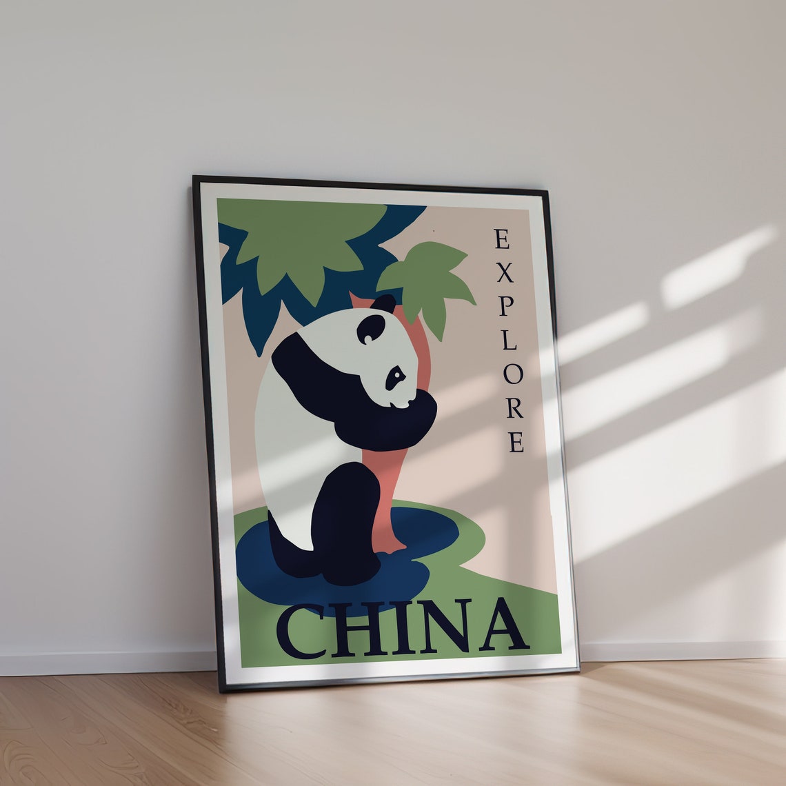 Explore China Giant Panda Bamboo Forest Cute Illustration Poster