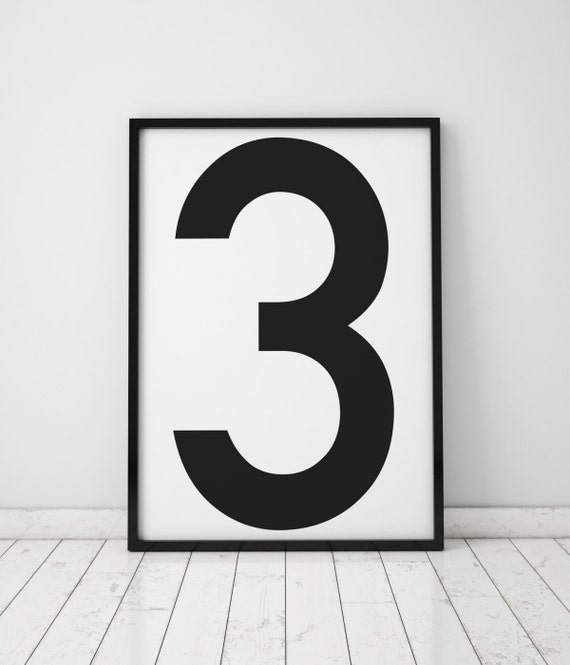 Number 3 Scandinavian Poster, Minimalist Art Print