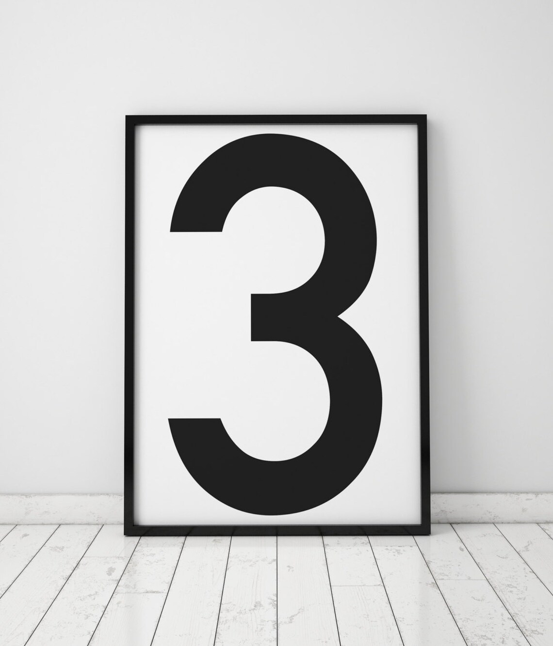 Number 3 Scandinavian Poster, Minimalist Art Print