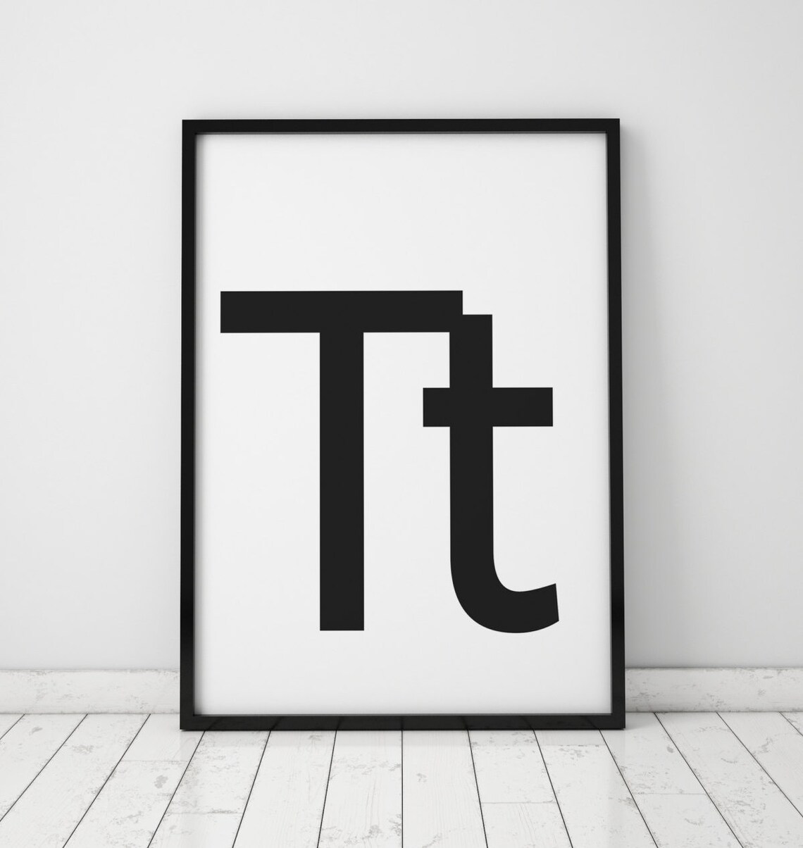 Bold Black Letters Tt on White Minimalist Scandinavian Typography Poster