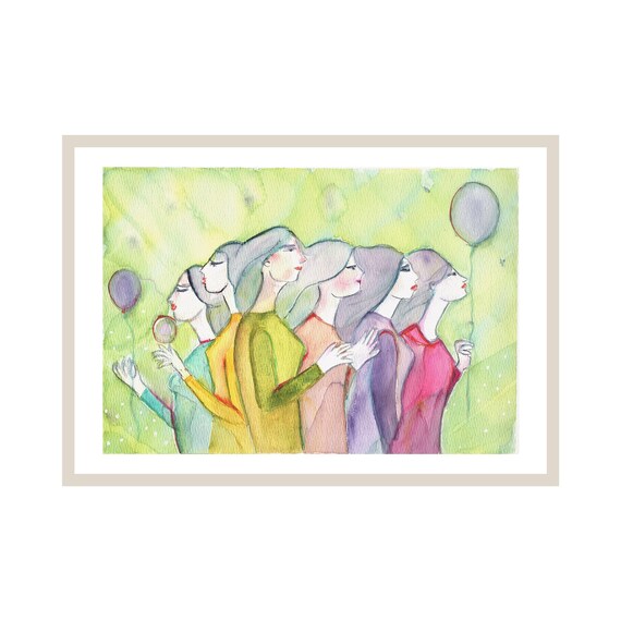 Feminine Harmony Watercolor Print Spring Palette Wall Art