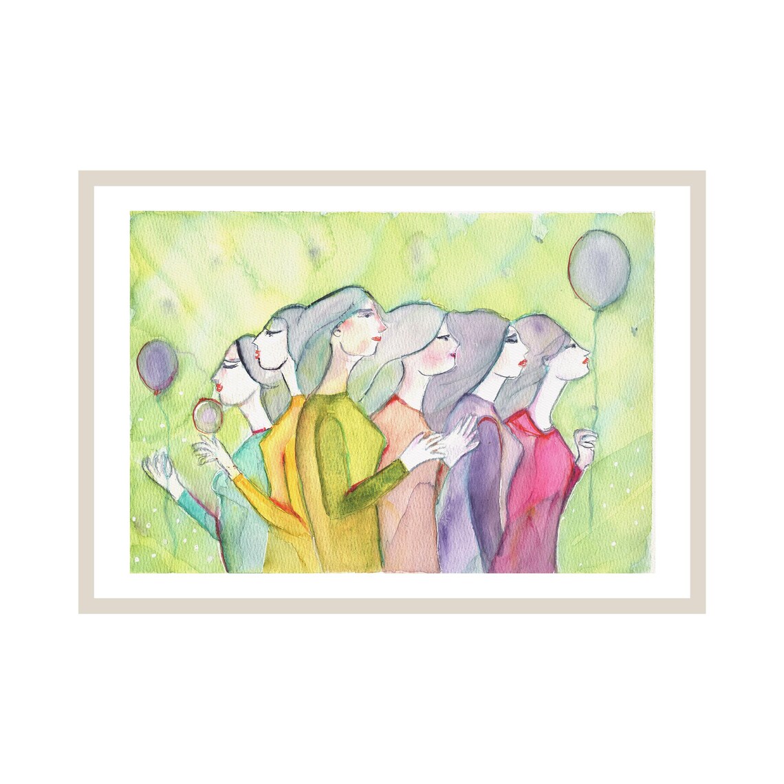 Feminine Harmony Watercolor Print Spring Palette Wall Art