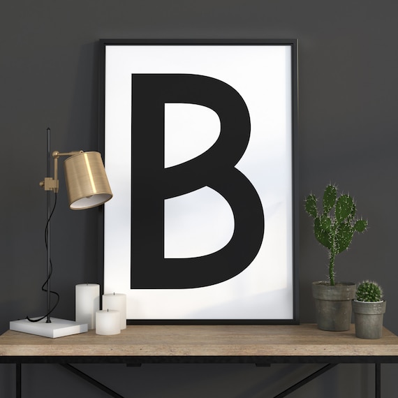 Black Letter B Initial Scandinavian Typography Minimalist Poster
