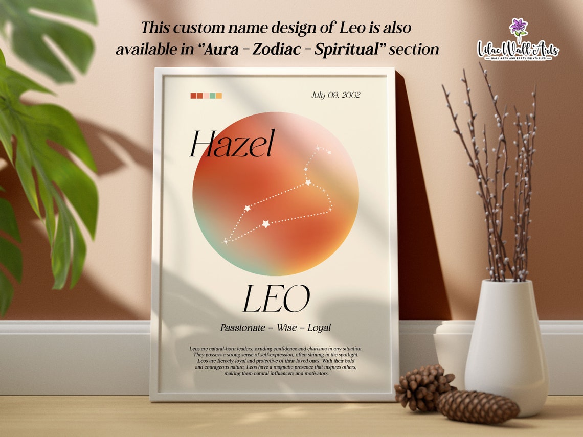 Leo Zodiac Orange Aura Poster July 23 Aug 22 Birth Star Gift - Image 5