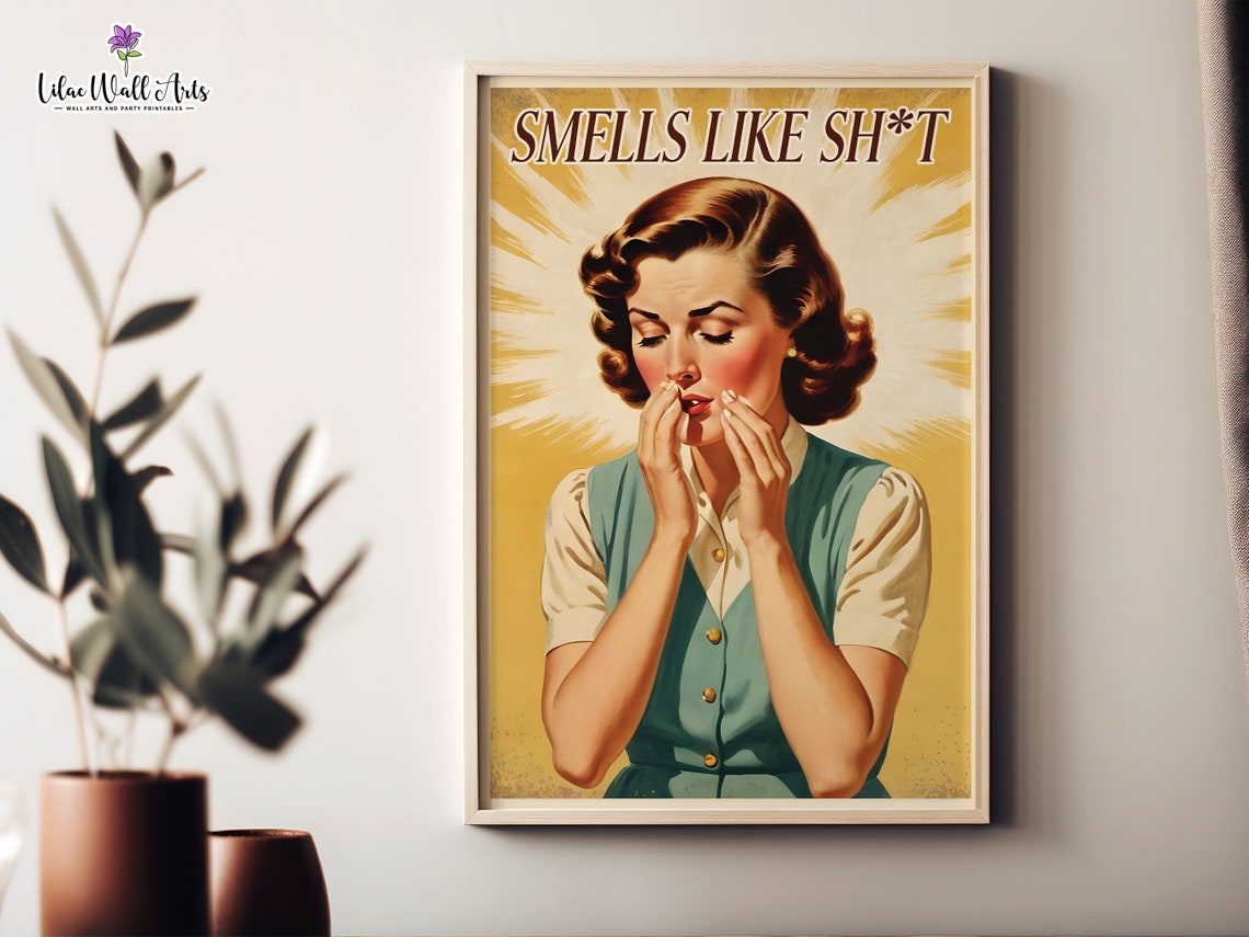 70s Bathroom Art Retro Wall Art Funny Bathroom Sign Funny Bathroom Art Toilet Wall Art Funny Toilet Poster Stinky Bathroom Art Cheeky Print - Image 2