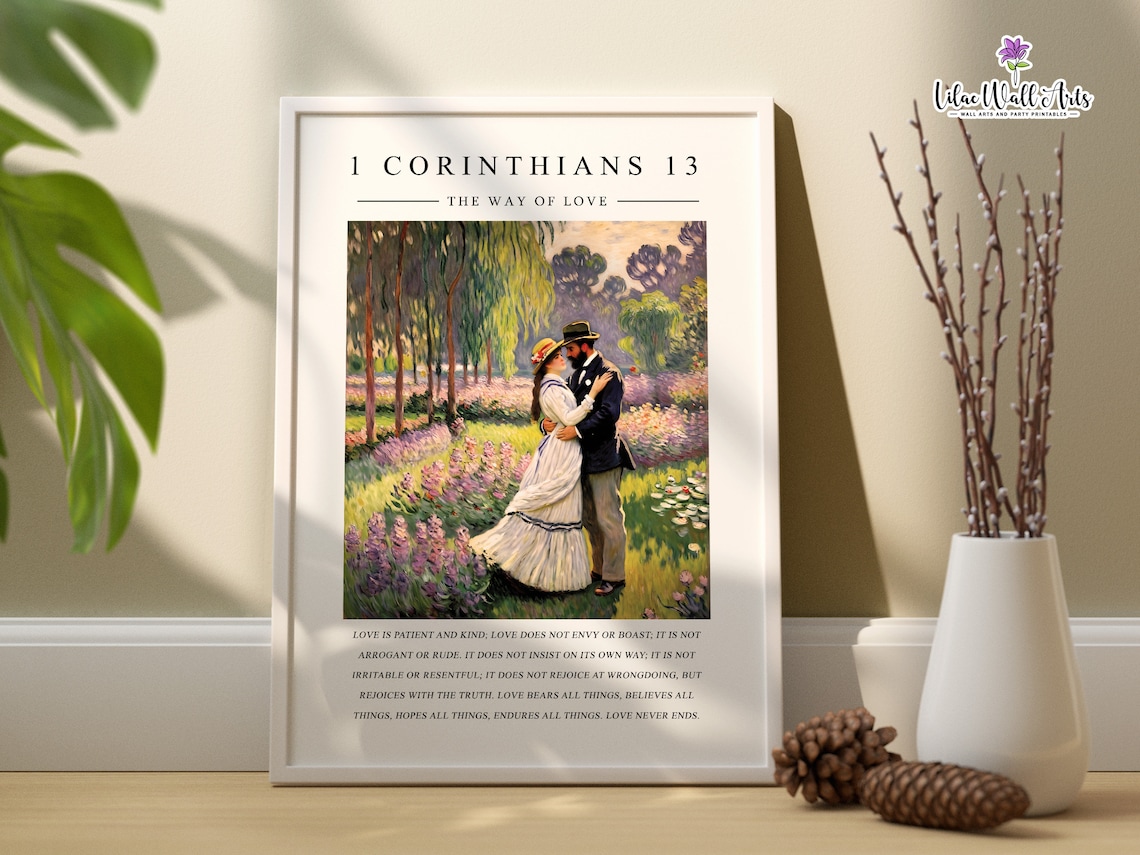 1 Corinthians 13 The Way Of Love Vintage Couple Garden Poster