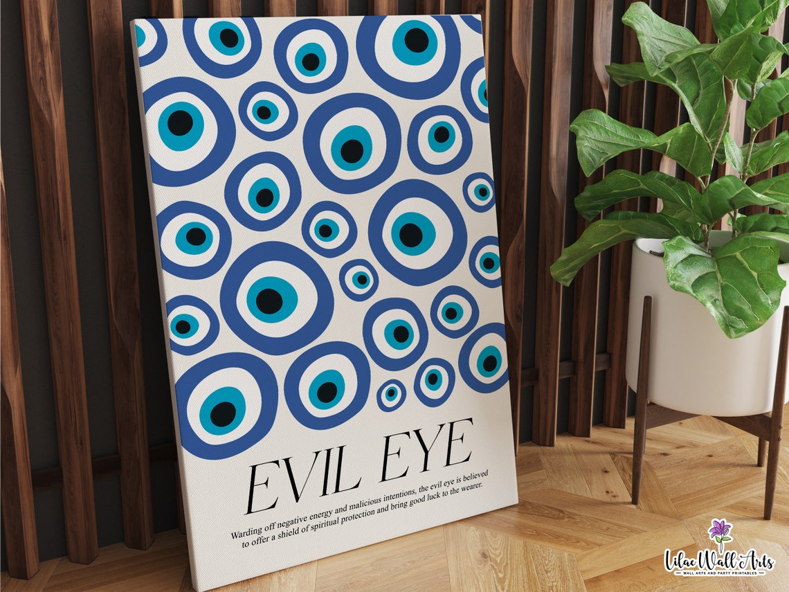 Evil Eye Nazar Pattern Maximalist Blue Eyes Protection Text Poster
