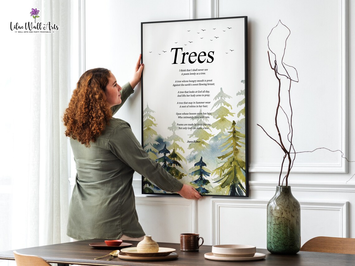 Joyce Kilmer Trees Poem, Nature Quote Art Print - Image 2